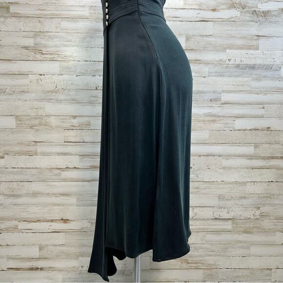 BA&SH Coralie Faux Wrap Dress Size 4 Int'l XS Black Asymmetrical Sleeveless - Picture 10 of 16